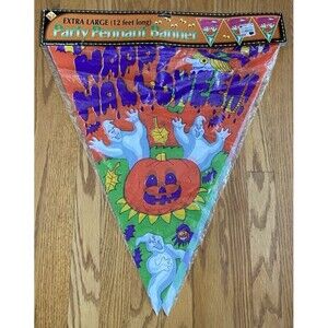 Happy Halloween Extra Large 12ft Party Pennant Flag NIP Seasonal Packaging